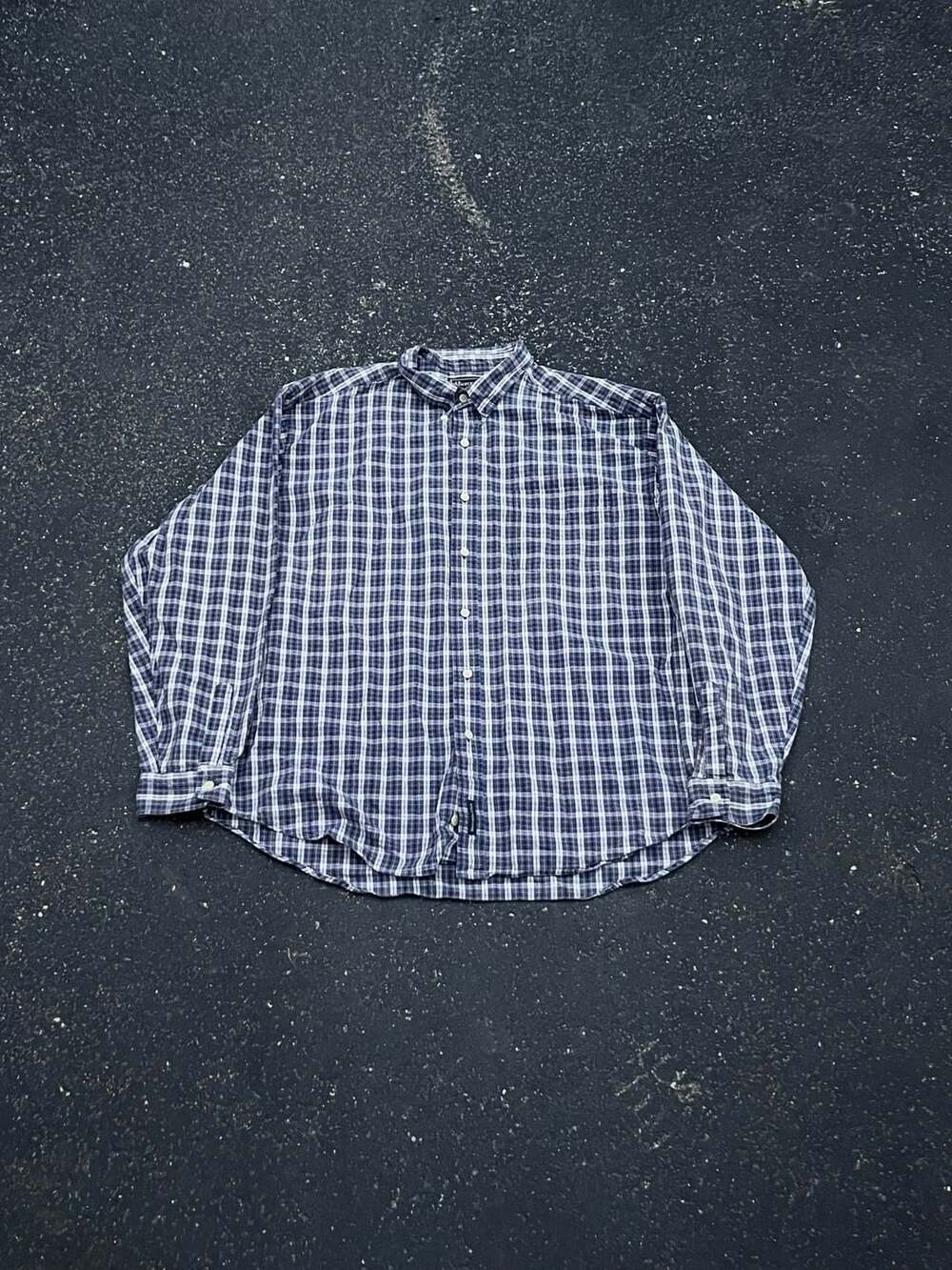 Vintage 90s Abercrombie & Fitch Button Down Shirt Size XL Blue Plaid Long Sleeve